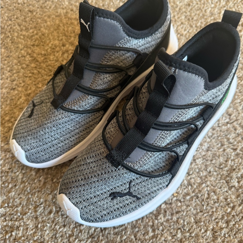 adidas boys Black and Gray Puma tennis Shoes